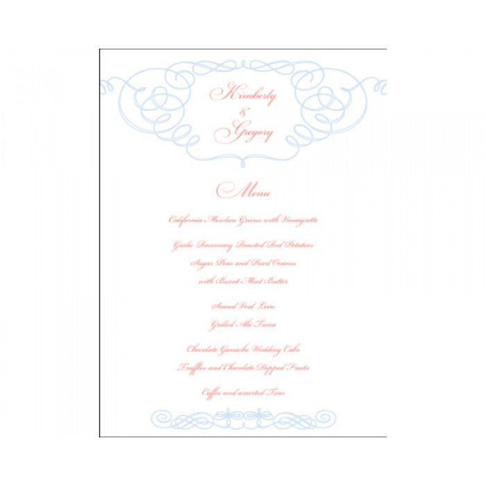 kim & greg menu card