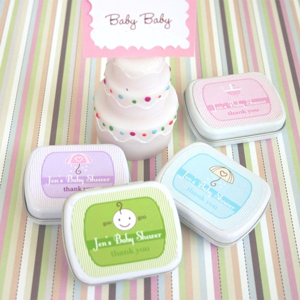 personalized baby shower favor mint tins