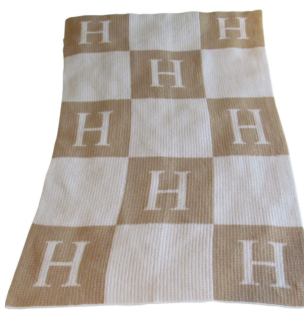 personalized initial and block blanket