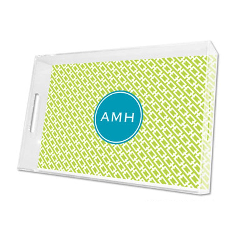 chain link lime lucite tray - large