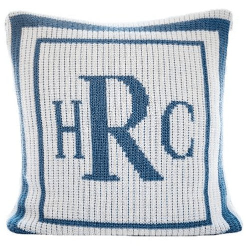 personalized pillow with monogram and double border (thin inner)