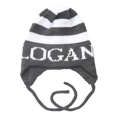 personalized modern stripe hat with earflaps