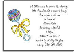 personalized invitations baby rattle