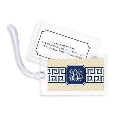 boatman geller greek key band navy bag tags