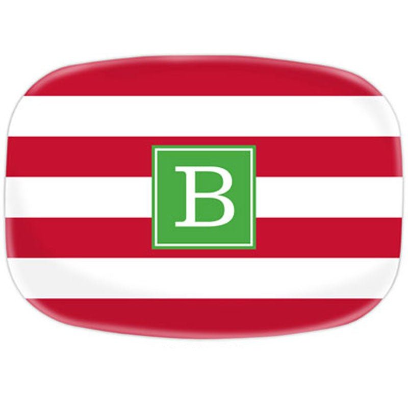 boatman geller awning stripe red platter