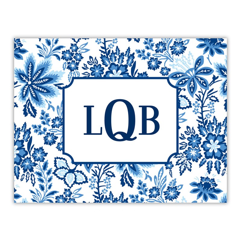 boatman geller classic floral blue foldover note cards