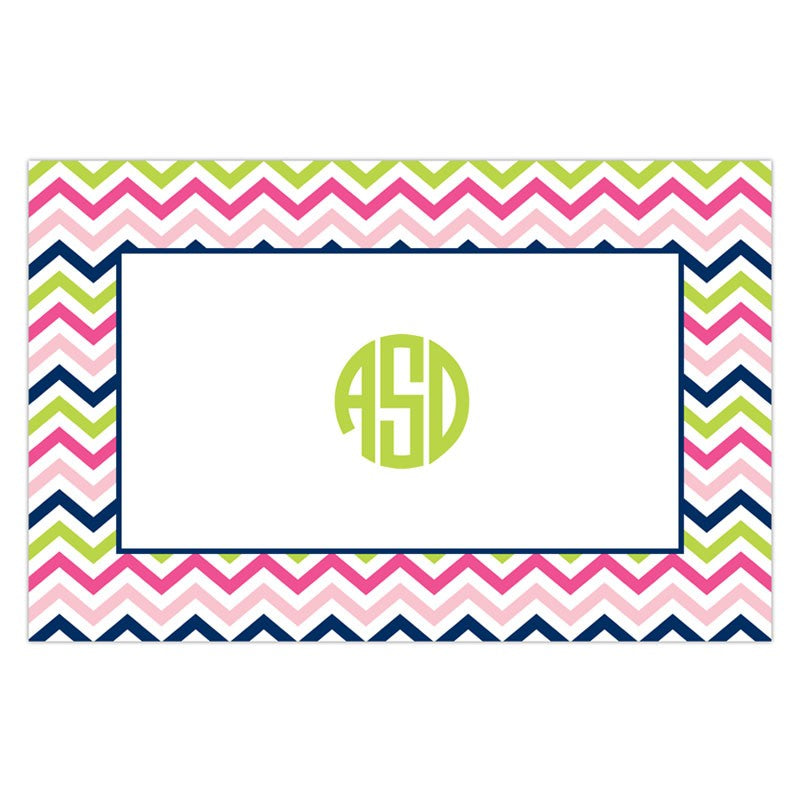 boatman geller chevron pink, navy & lime placemat