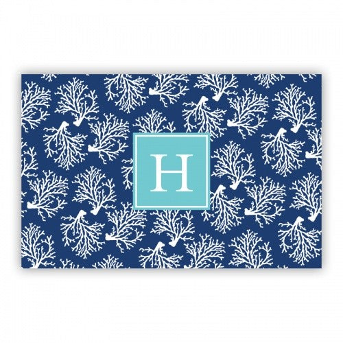 Coral Repeat Navy Large Lucite Tray Insert