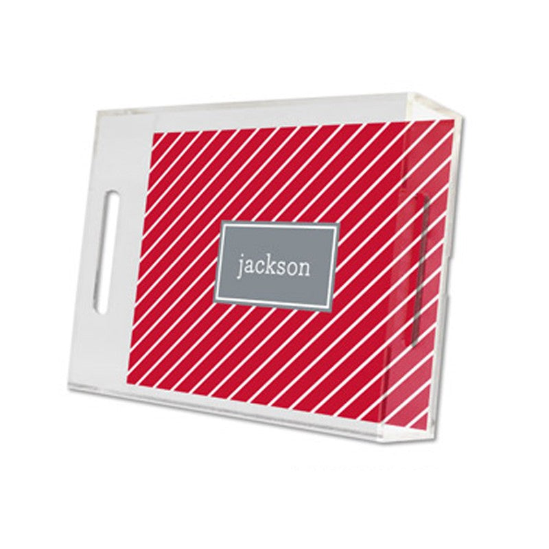kent stripe cherry lucite tray - small