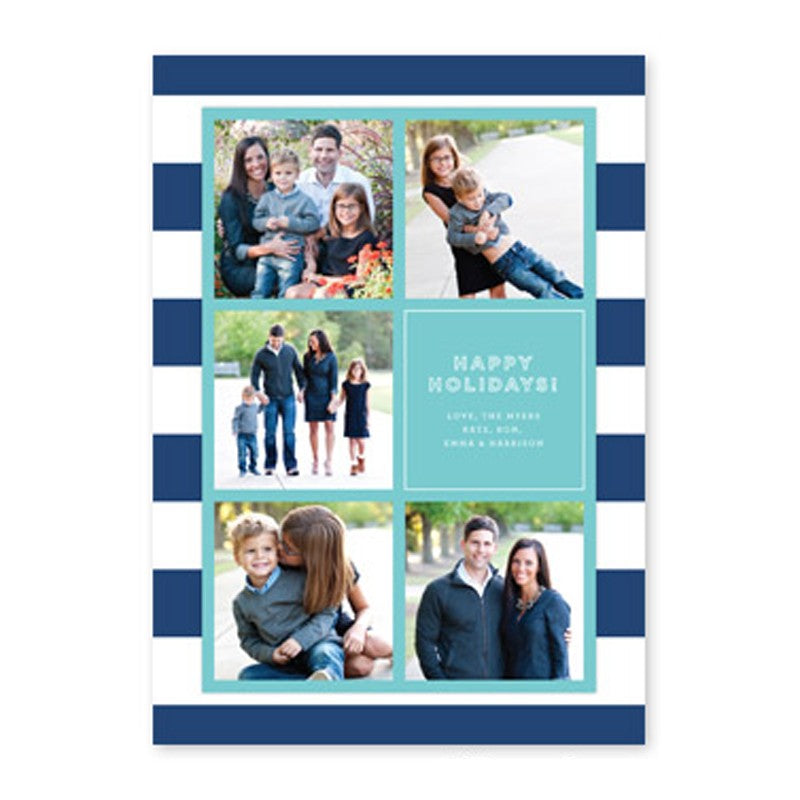 boatman geller rugby collage navy & aqua photocard