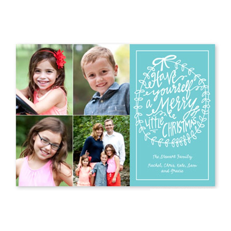 boatman geller merry little christmas teal photocard