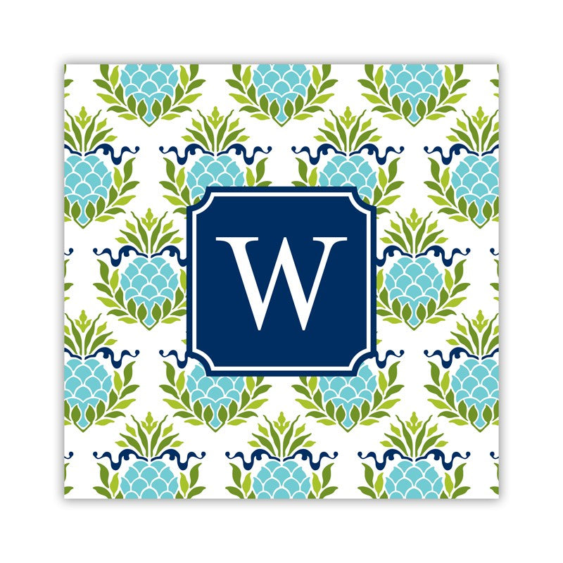 pineapple repeat teal square paper coaster set of 50