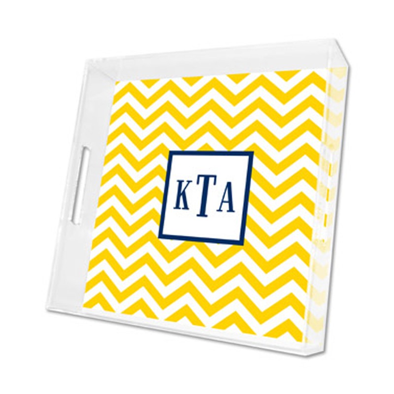 chevron sunflower lucite tray - square