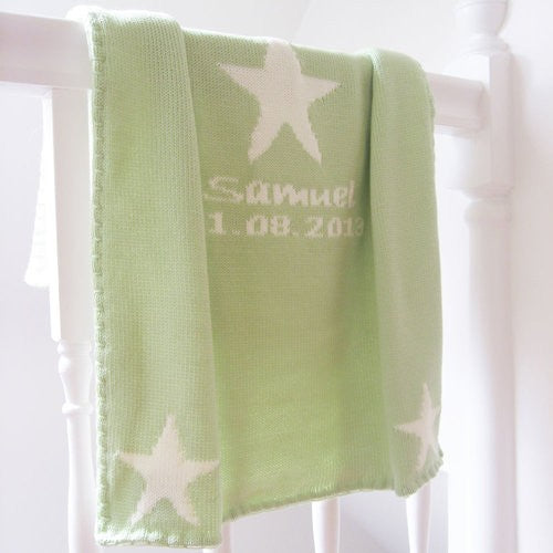 personalized triple stars baby blanket