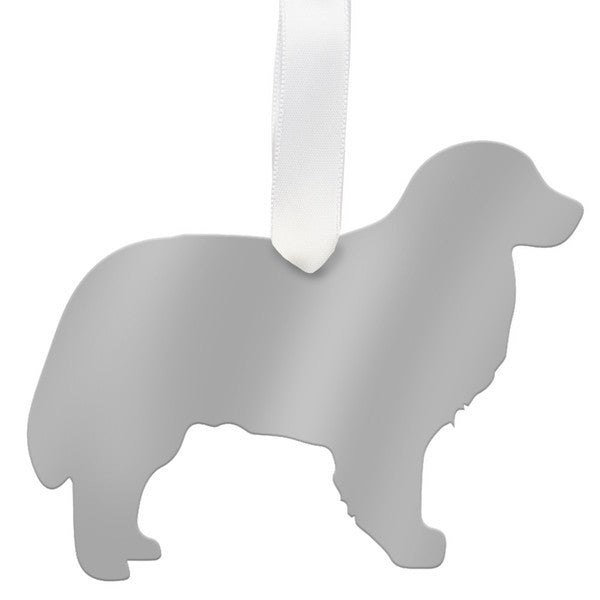moon and lola bernese mountain dog christmas ornament - silver