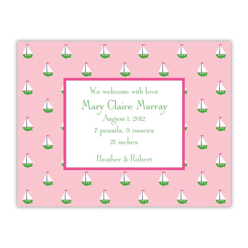 boatman geller little sailboat pink small flat notecard