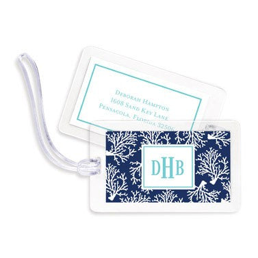 boatman geller coral repeat navy bag tags