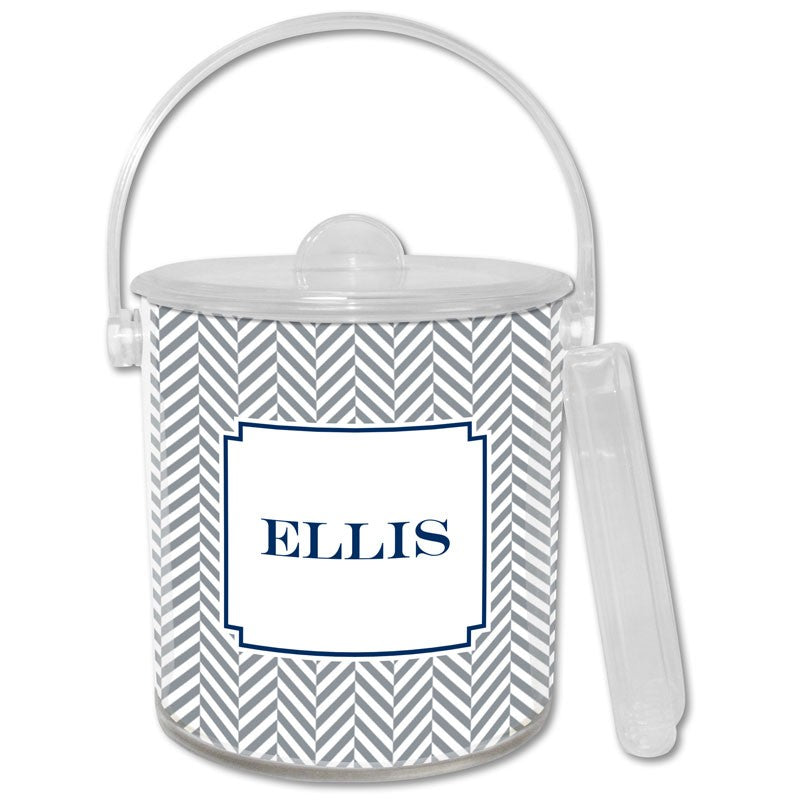 boatman geller herringbone gray ice bucket