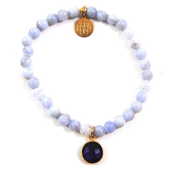 Blue Lace Agate & Amethyst Aria Bracelet