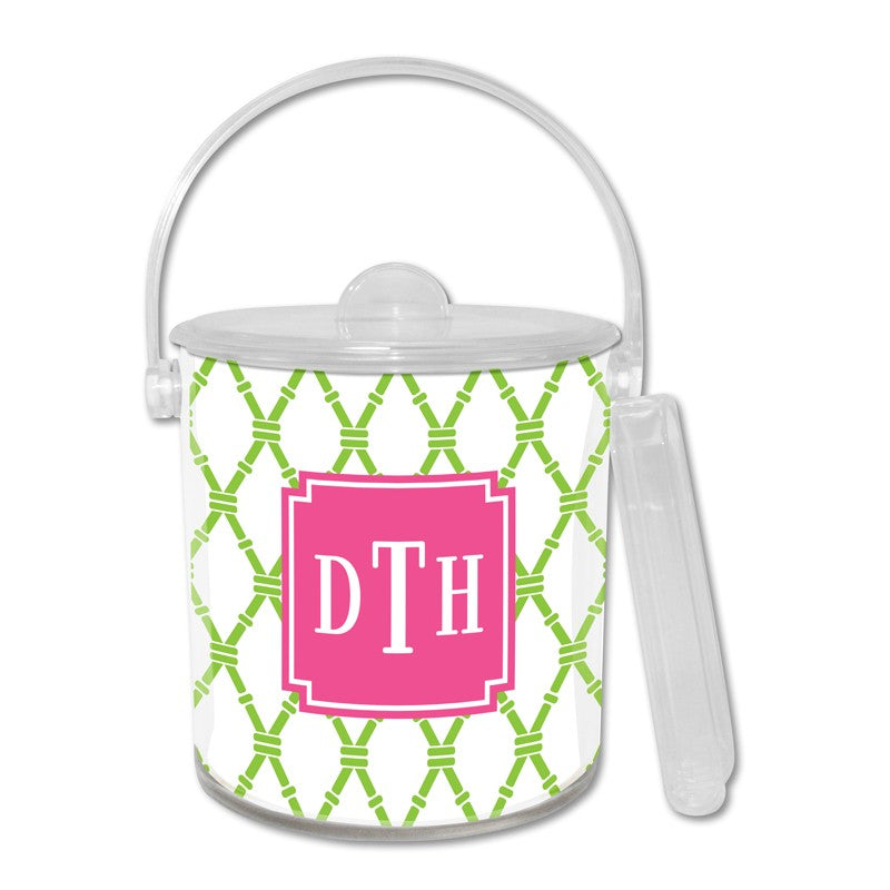 boatman geller bamboo green & raspberry ice bucket