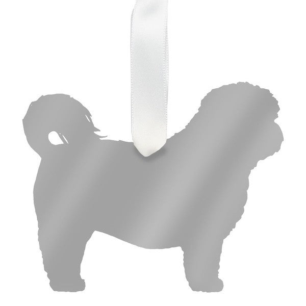 moon and lola shihtzu christmas ornament - silver