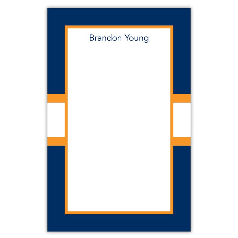 boatman geller stripe navy & tangerine notepad