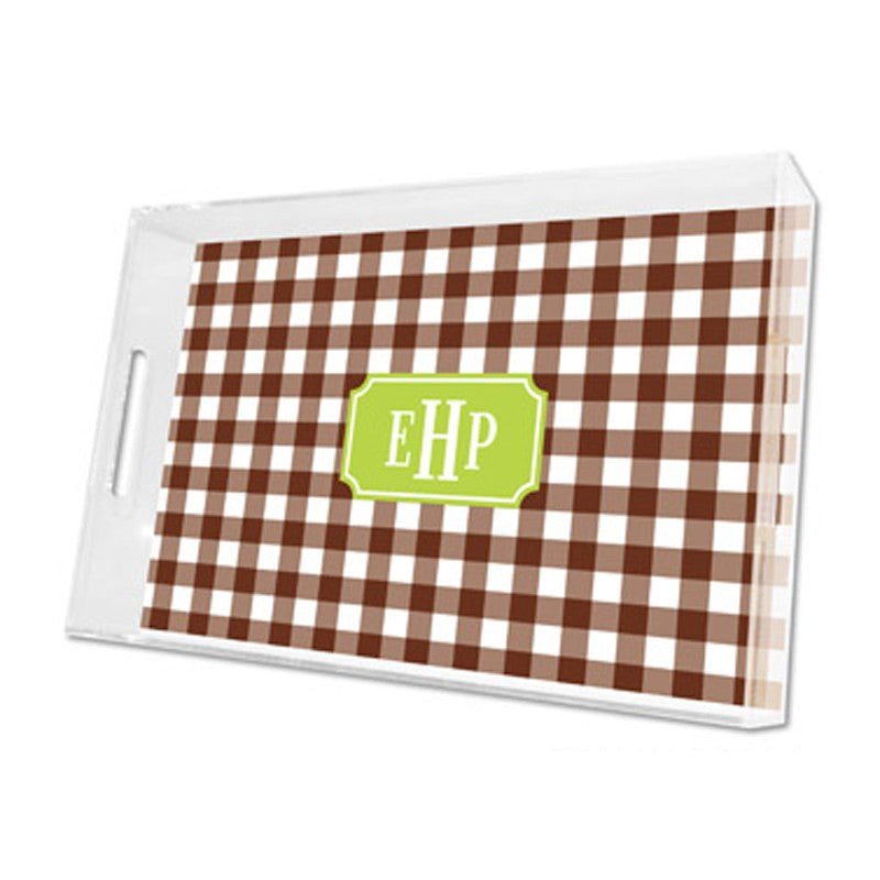 classic check chocolate lucite tray - large