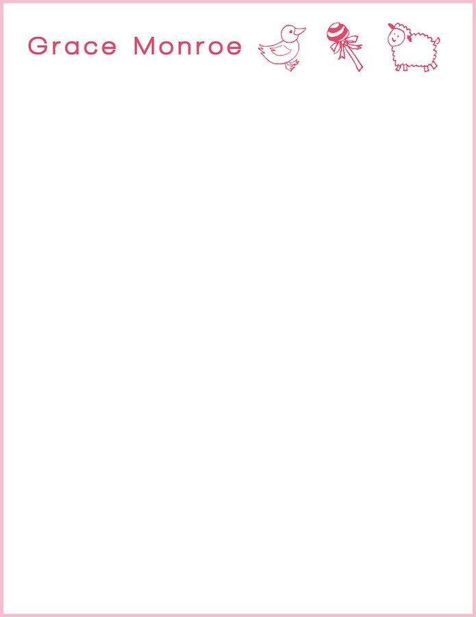 tiny tootsie pink children's stationery