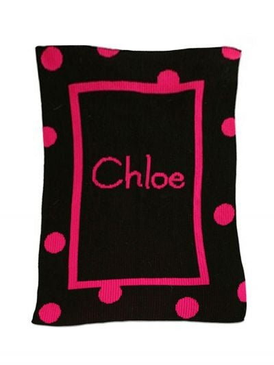 personalized large polka dot full blanket with monogram and name
