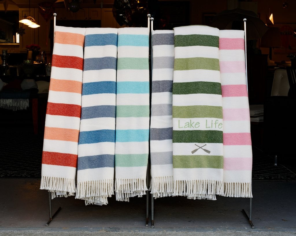 candy stripe fringed throw blanket (several colors available)