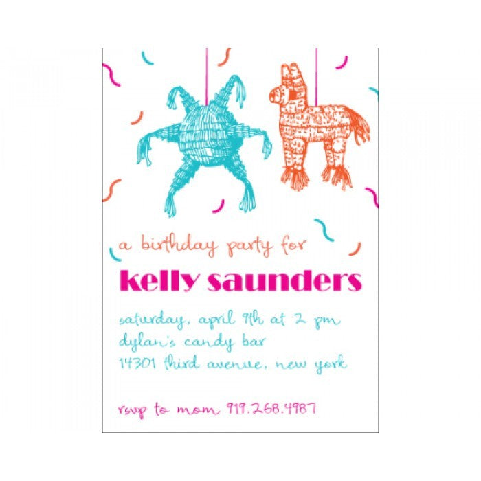 kid's parties invitations - pinata confetti