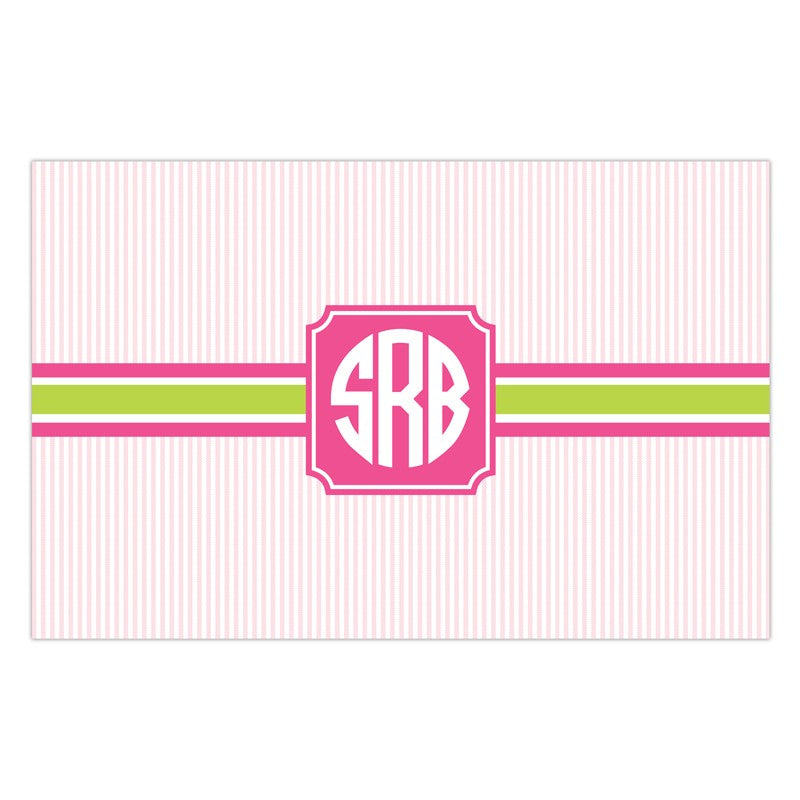 boatman geller seersucker band pink & green disposable placemats