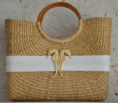 seahorse basket bag with ribbon