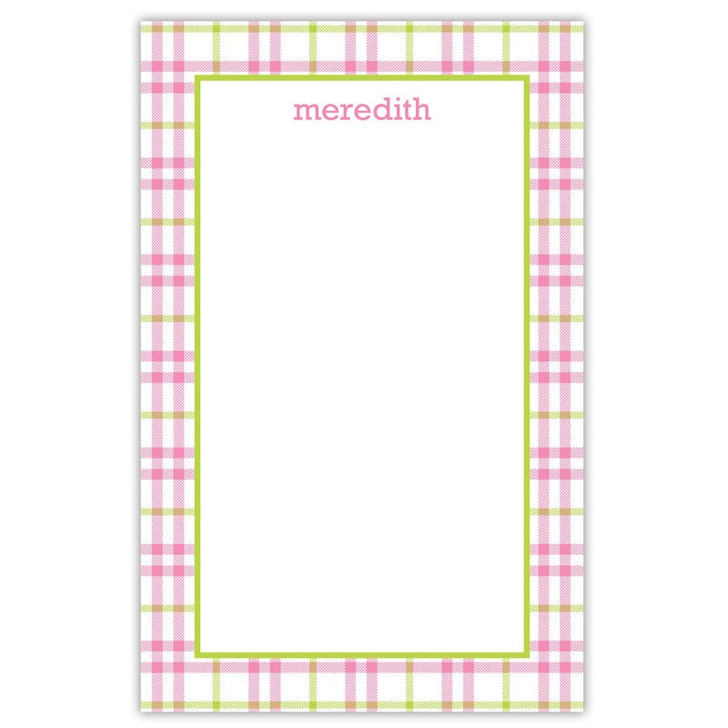 boatman geller miller check pink & green notepad