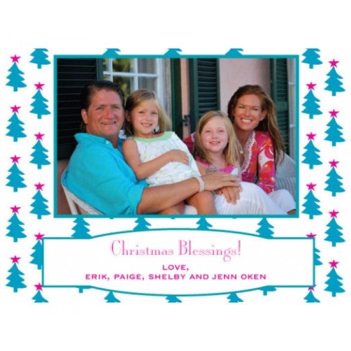 o christmas tree teal holiday cards