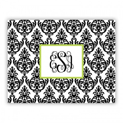 Madison Damask White With Black Small Lucite Tray Insert