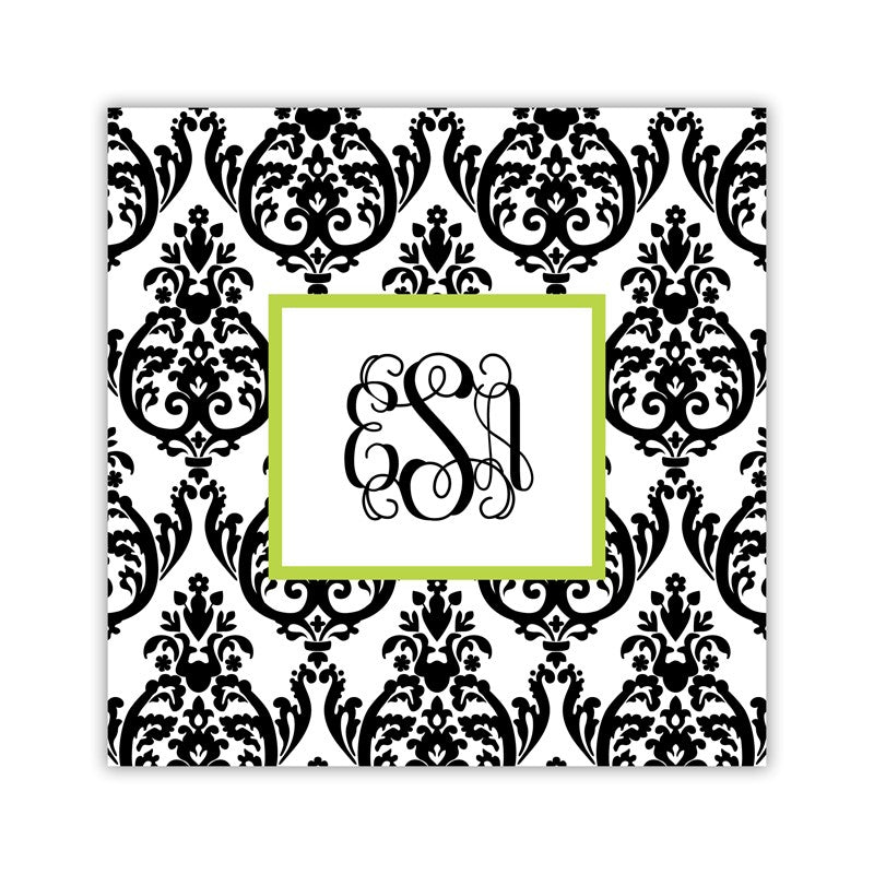 madison damask white with black square paper coaster set of 50