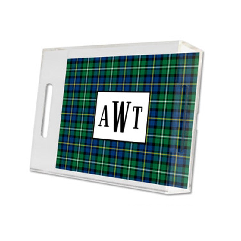 black watch plaid lucite tray - small