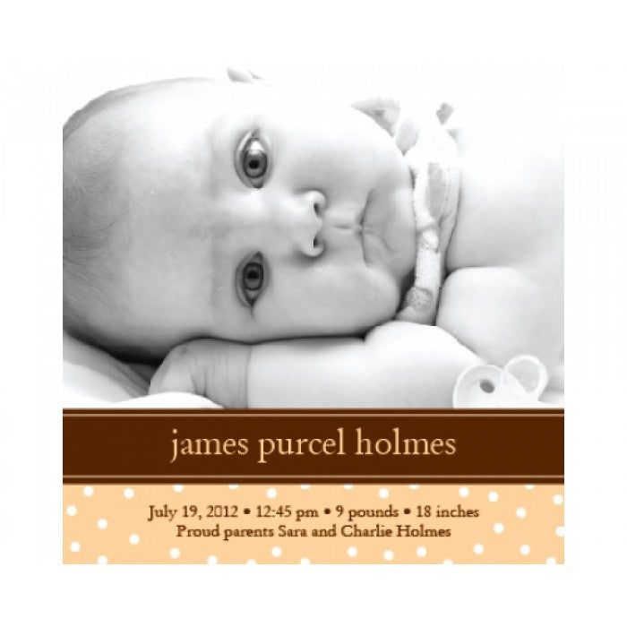 flat print baby announcement - darling dots orange