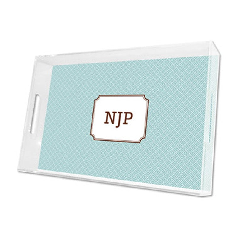 basketweave slate lucite tray - large