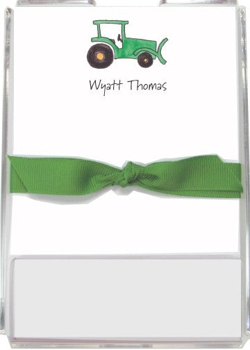 personalized memo sets green tractor