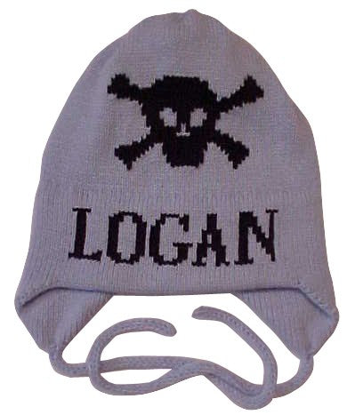 personalized skull crossbones hat with earflaps