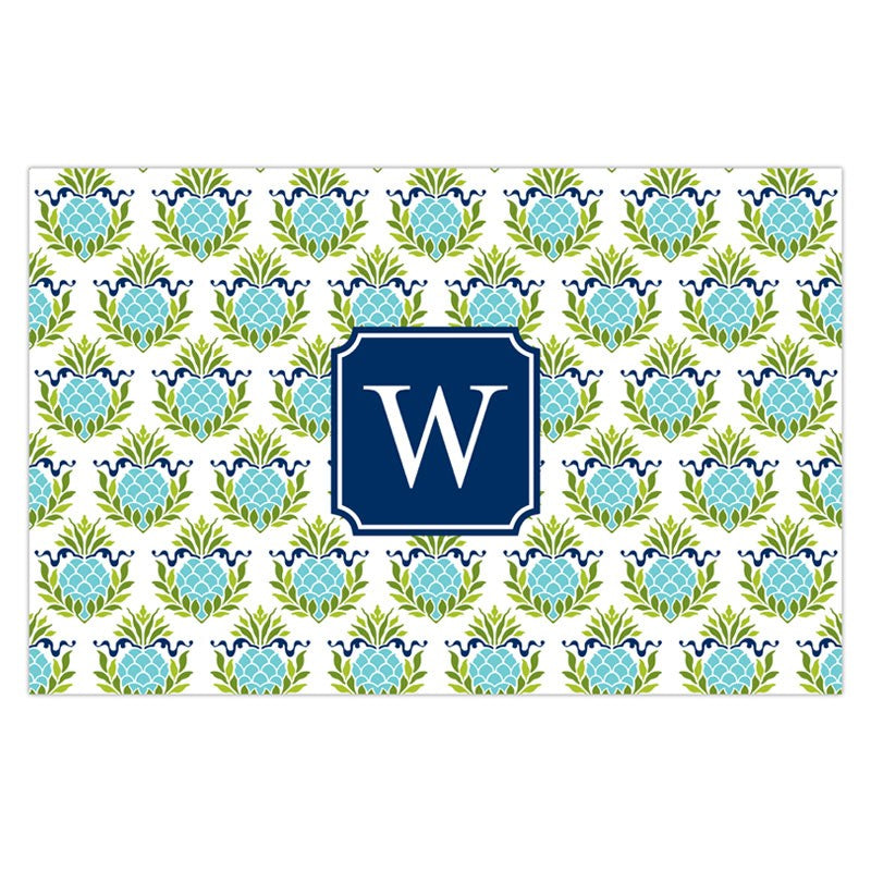 boatman geller pineapple repeat teal disposable placemats