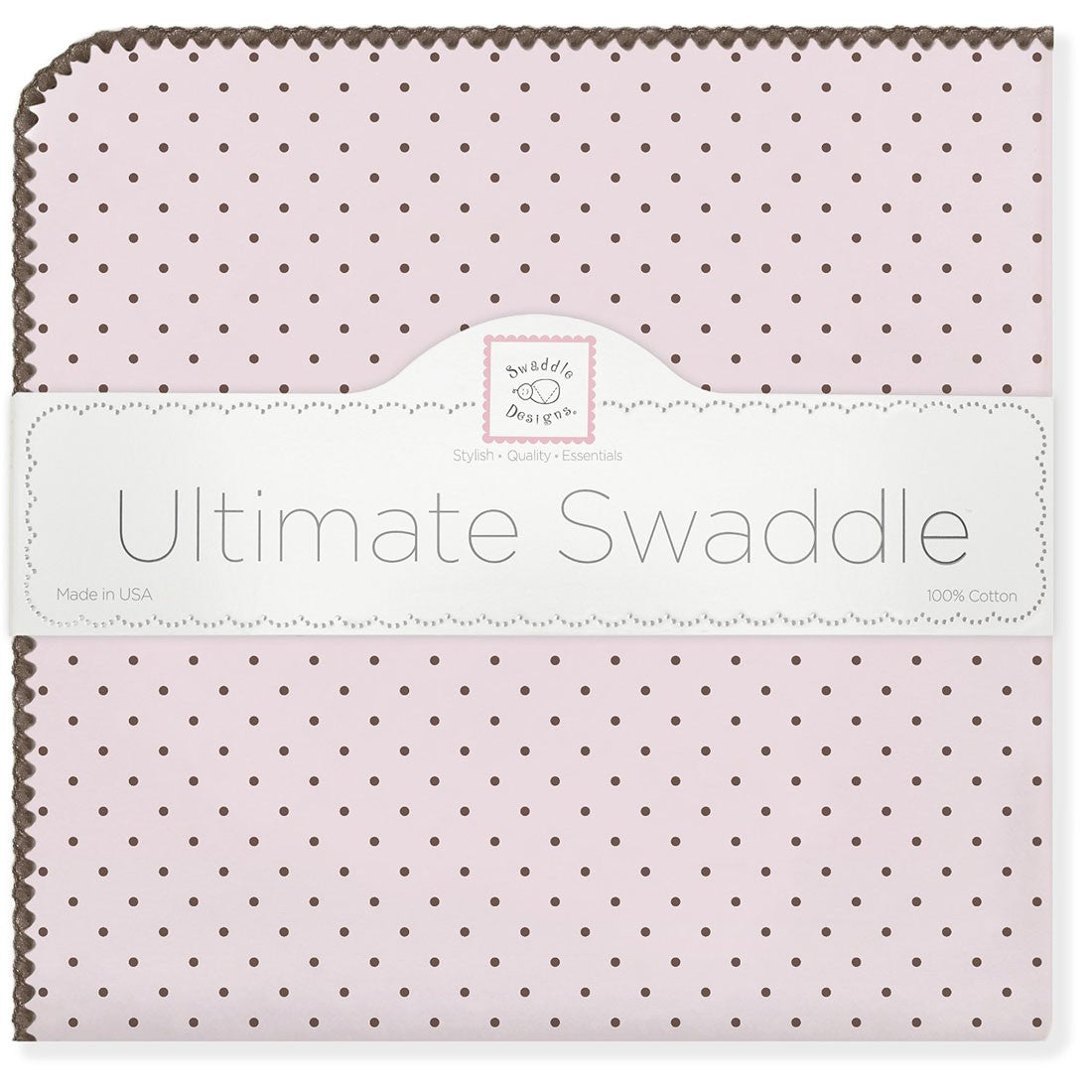 ultimate swaddling blanket by swaddle designs - pink with brown dots