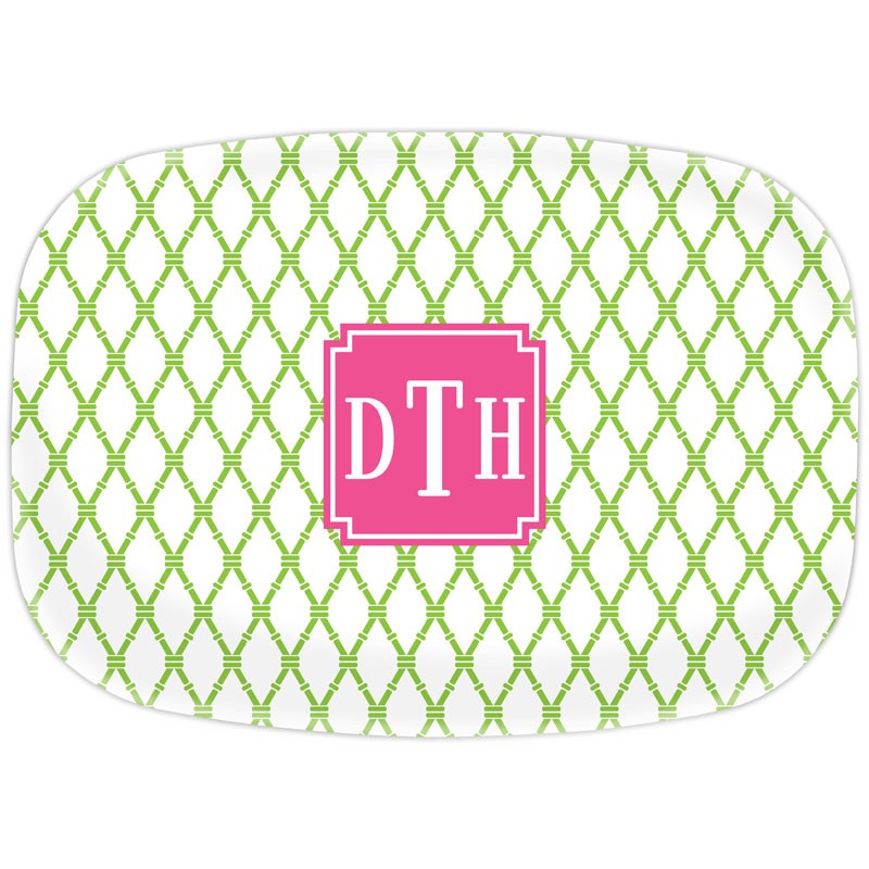 boatman geller bamboo green & raspberry platter