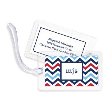 boatman geller chevron blue & red bag tags