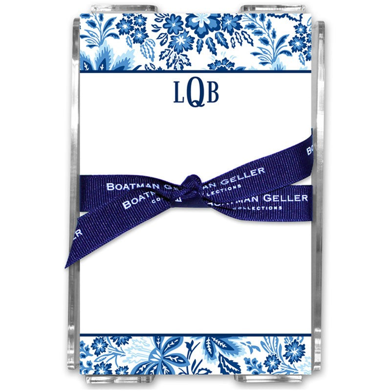 boatman geller classic floral blue acrylic note sheets