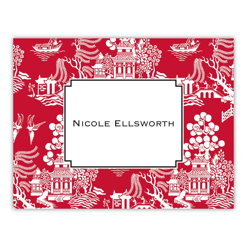 boatman geller chinoiserie red foldover note cards