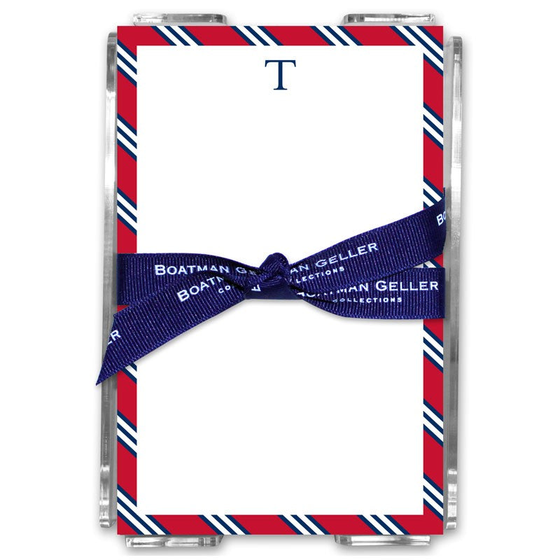 boatman geller repp tie red & navy acrylic note sheets