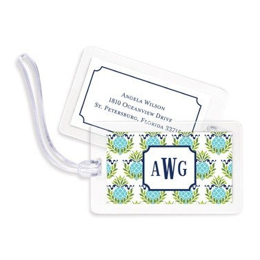 boatman geller pineapple repeat teal bag tags